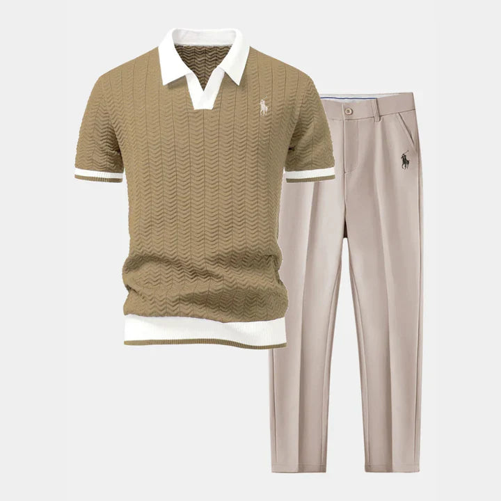RL™ Set - V-Neck Polo Shirt & Slim Fit Tapered Trousers