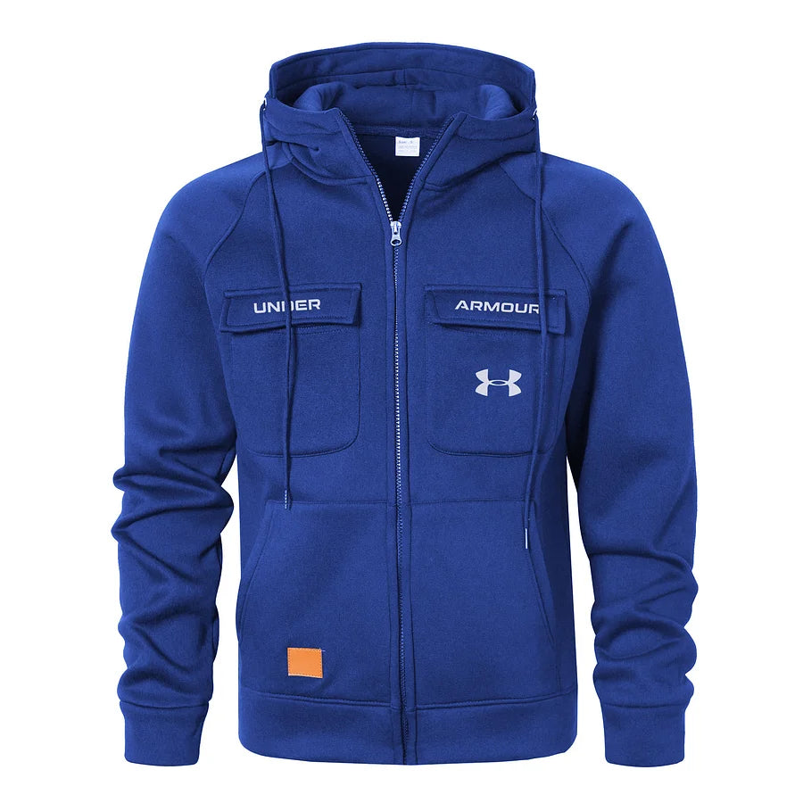 Men's Casual Fashion Multi-Pocket Zipper Hooded Jacket