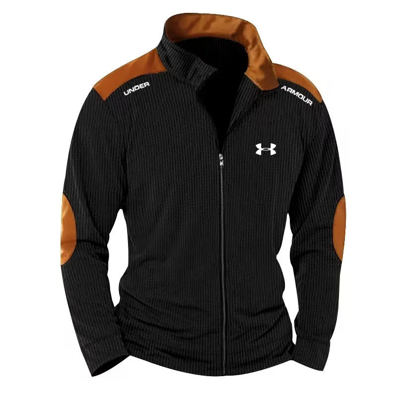 Men's Casual Stand Collar Block Cardigan Casual Sweatshirt