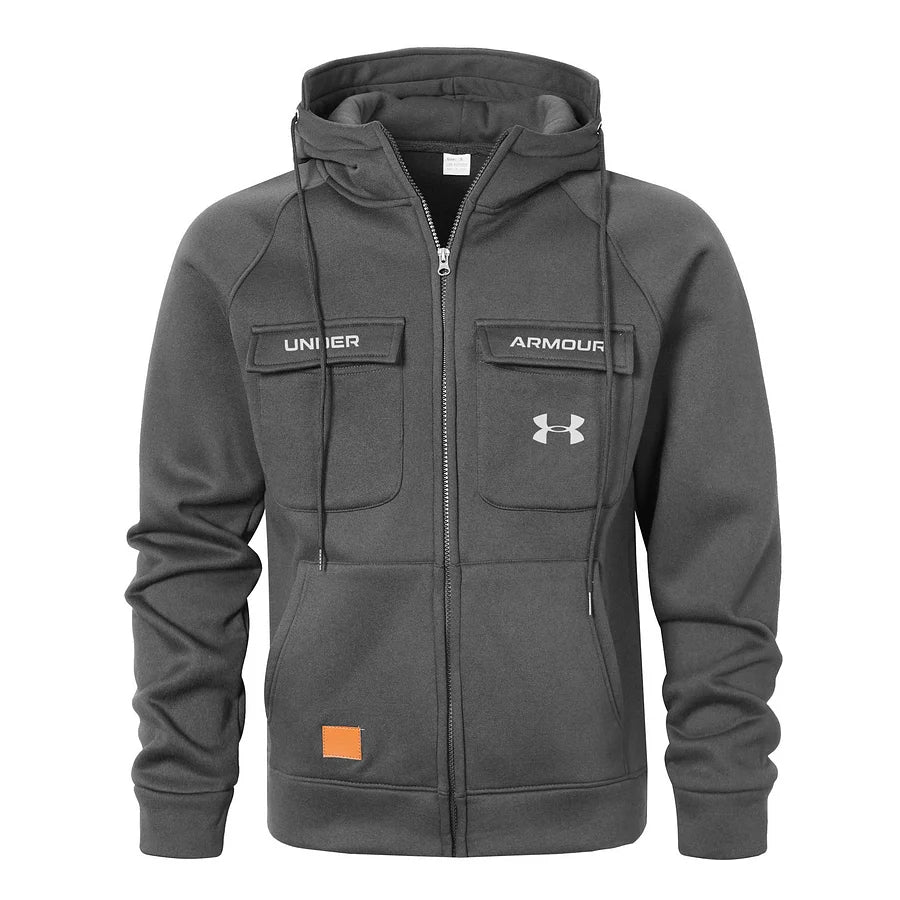 Men's Casual Fashion Multi-Pocket Zipper Hooded Jacket