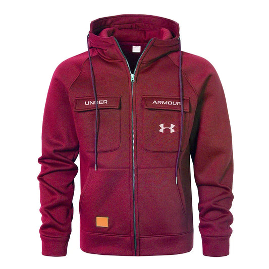 Men's Casual Fashion Multi-Pocket Zipper Hooded Jacket